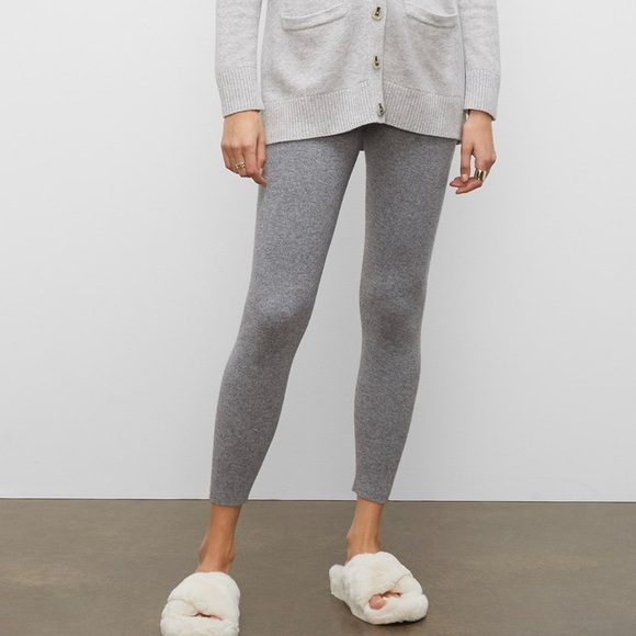 Club Monaco Silver Metallic Wool Leggings in Grey Blue size Medium Knit Ribbed - Picture 1 of 12